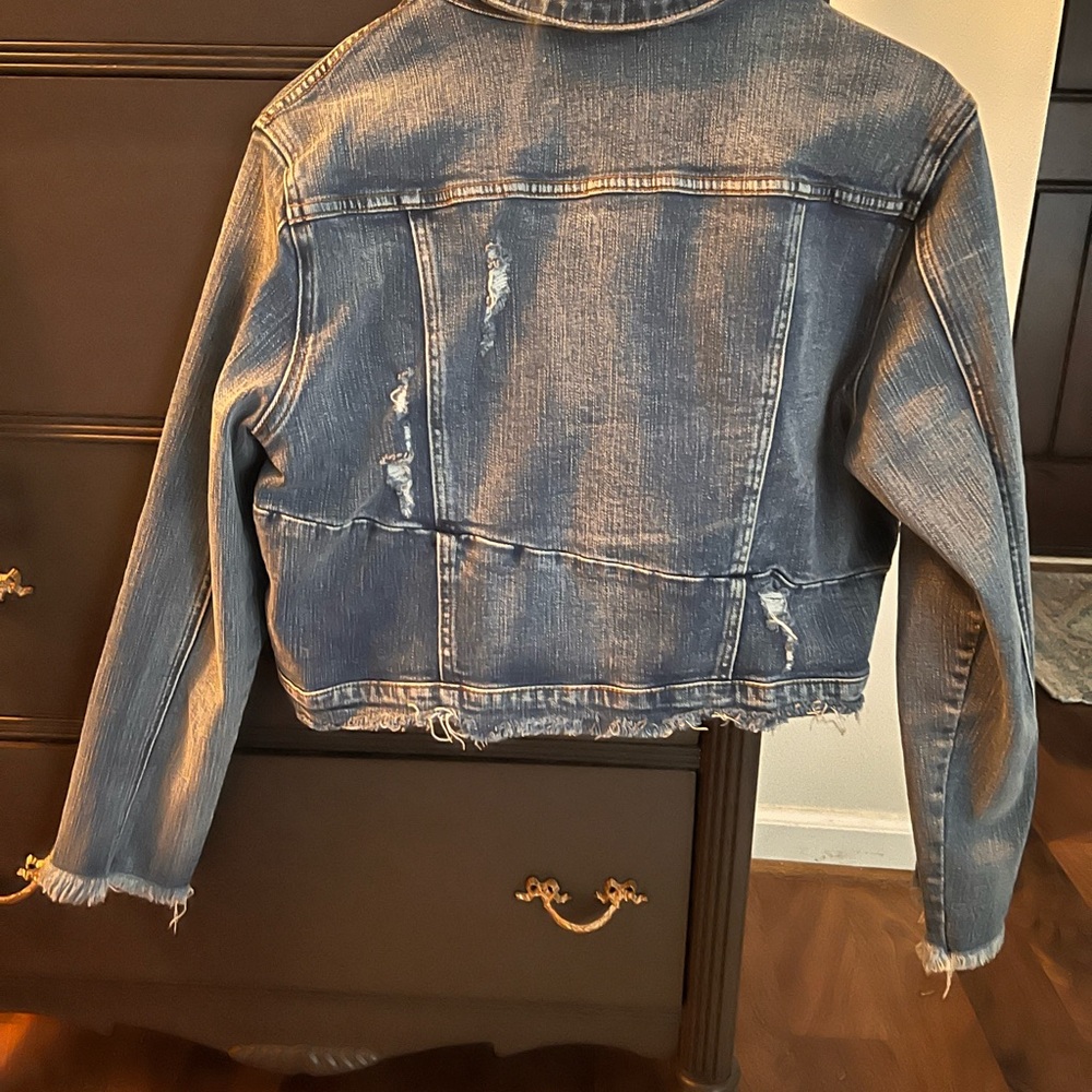 KanCan Faded Blue Distressed Jean Jacket - Picture 6 of 8